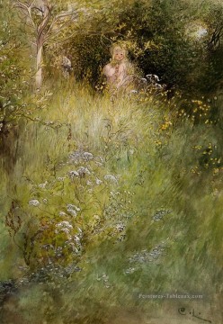 Une fée ou Kersti et une vue d’un pré Carl Larsson Peinture à l'huile